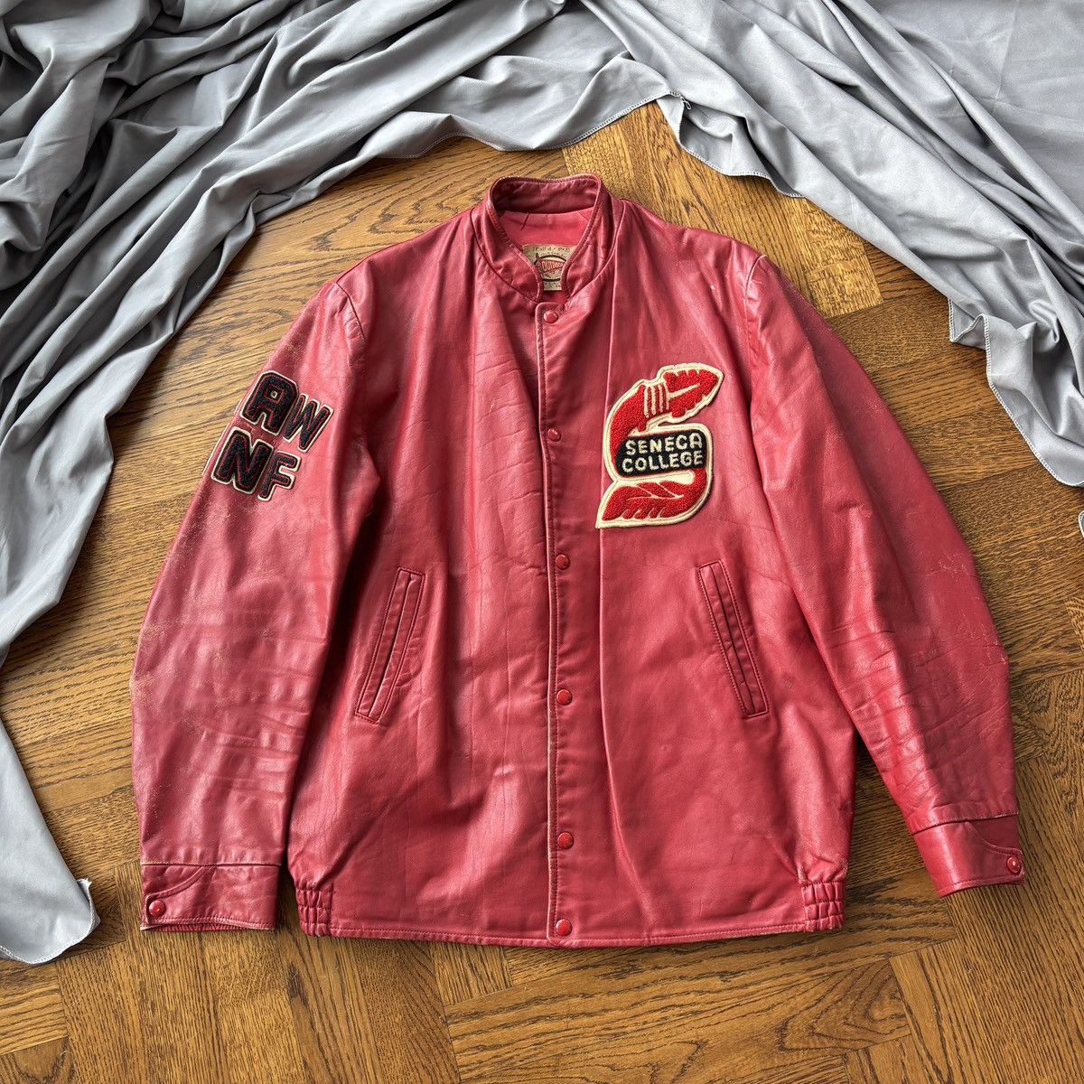 Vintage True Vintage Leather Jacket College Letterman 1960s 1970s Size US L / EU 52-54 / 3 - 11 Thumbnail