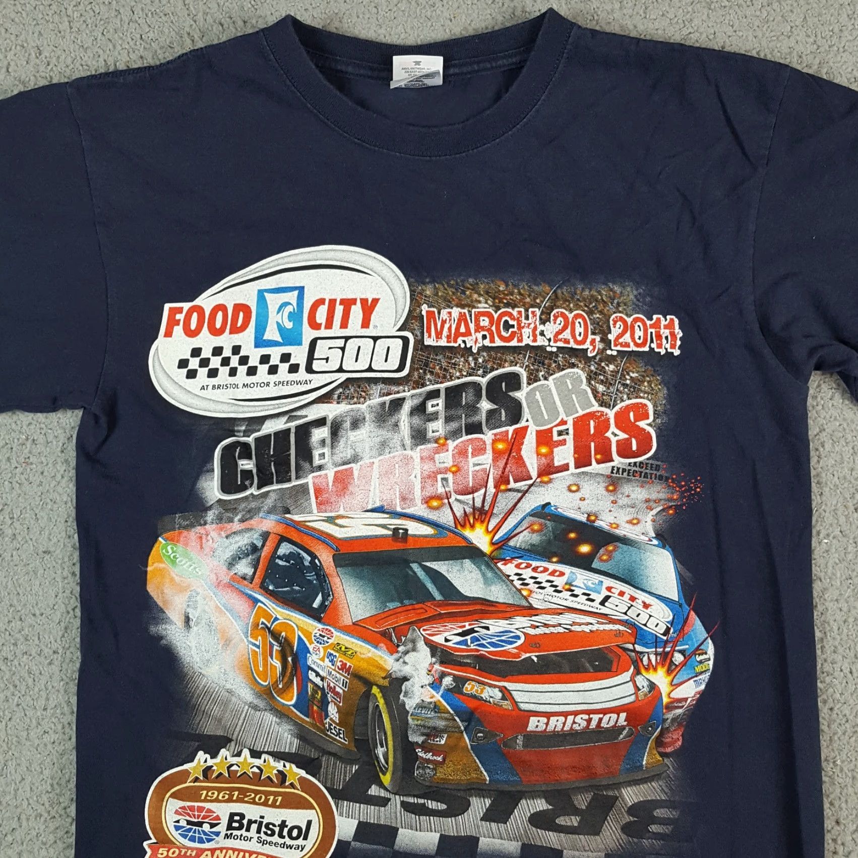 Anvil VINTAGE NASCAR Food City 500 Demolition Derby Men's Size S Retro Car Racing T Shirt Size US S / EU 44-46 / 1 - 2 Thumbnail