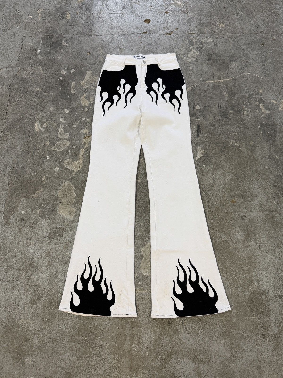Vintage I AM GIA Flare Flame Jeans (White) Size US 28 / EU 44 - 1 Thumbnail