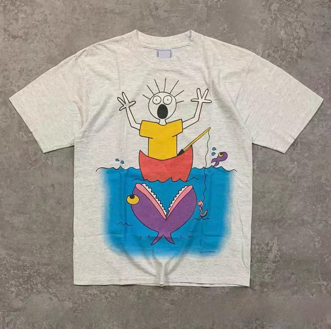 Vintage Gray washed retro cartoon print t-shirt Size US M / EU 48-50 / 2 - 1 Thumbnail