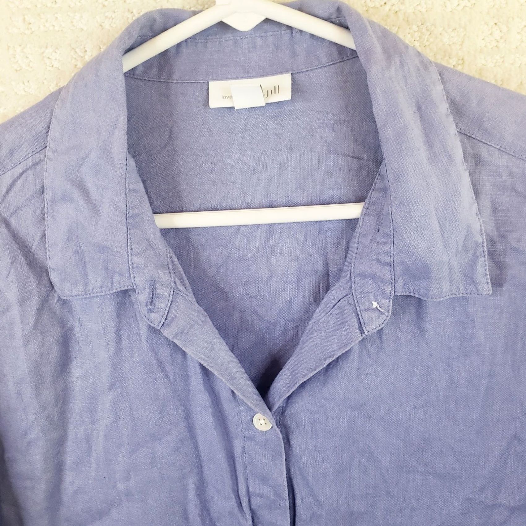 J. Jill J. Jill Linen Love Missy Button Up Collared Long Sleeve 100% Linen Shirt M Blue Womens Shirt Size M / US 6-8 / IT 42-44 - 3 Thumbnail