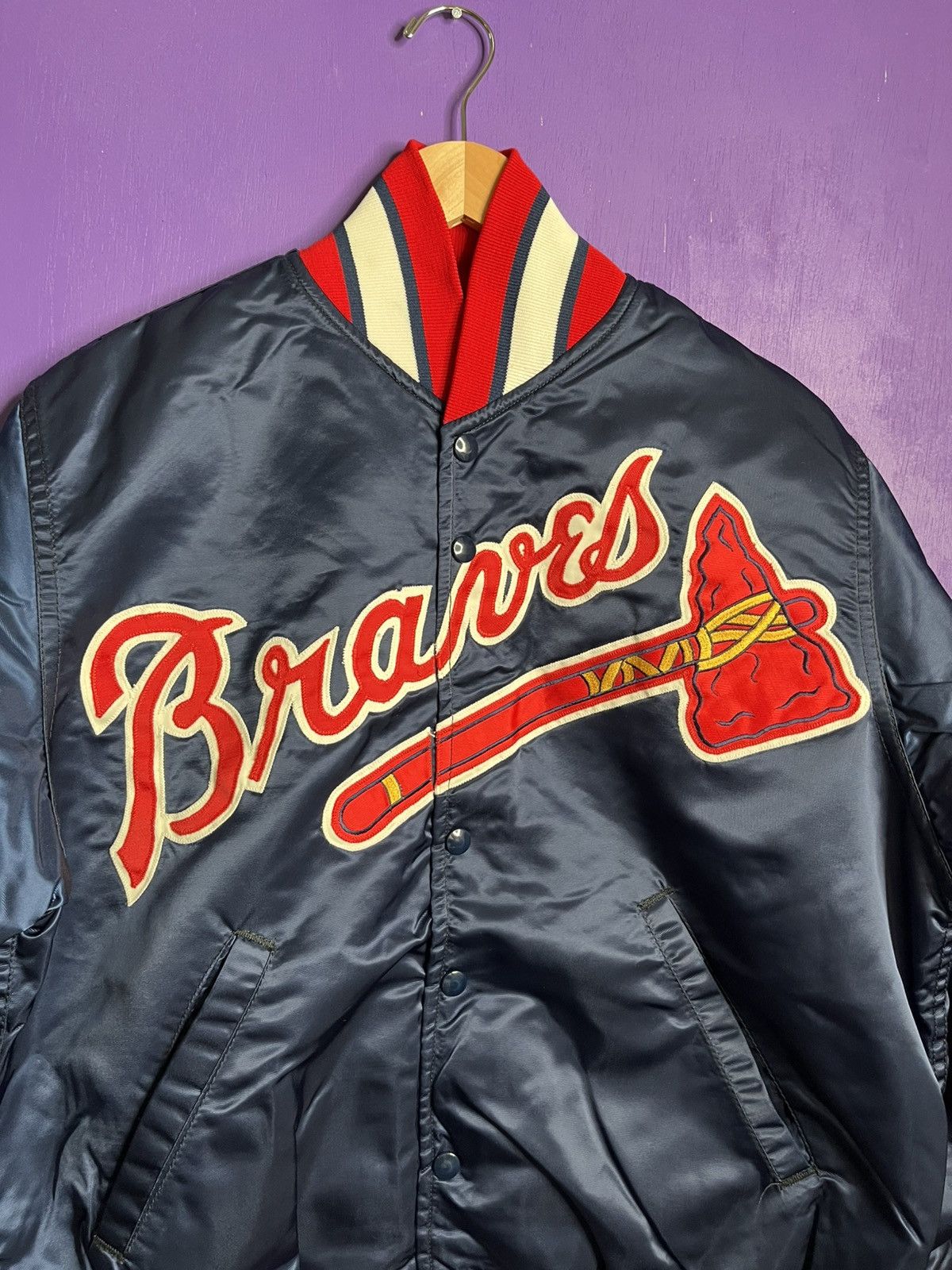MLB × Vintage × Wilson Vintage 80s Wilson Atlanta Braves satin jacket Size US L / EU 52-54 / 3 - 3 Thumbnail