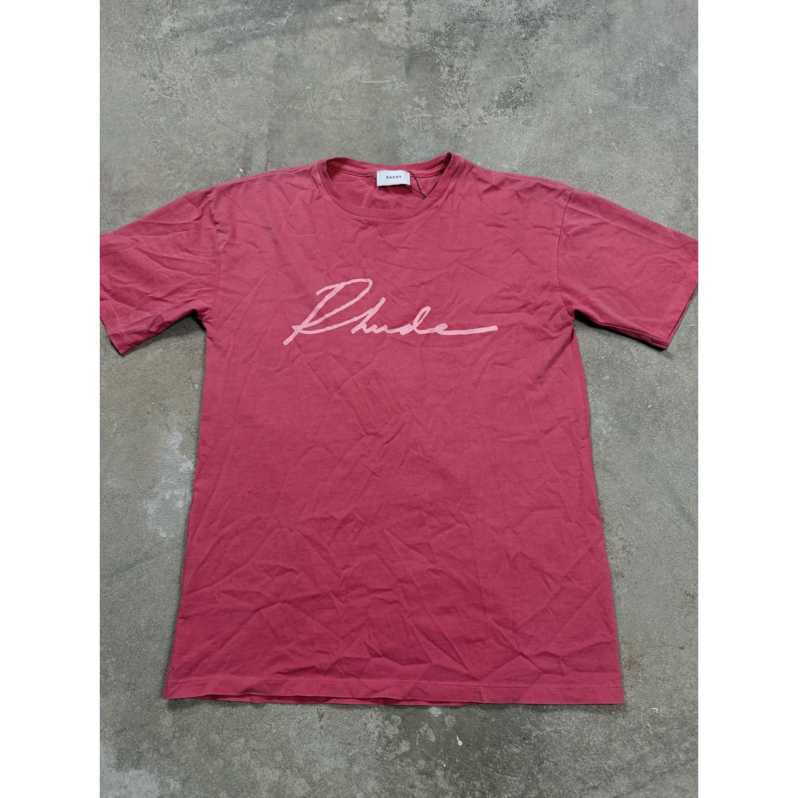 Rhude Rhude Script LoGo Tee Hot Pink Used Small Size US S / EU 44-46 / 1 - 2 Thumbnail