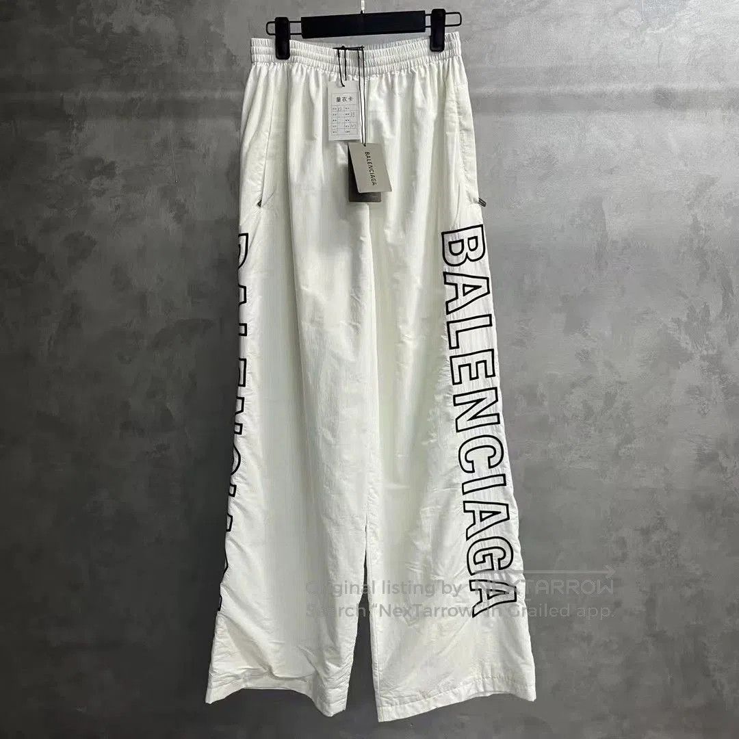 Balenciaga Balenciaga White Logo Wide-Leg Casual Pants. Size US 36 / EU 52 - 1 Thumbnail
