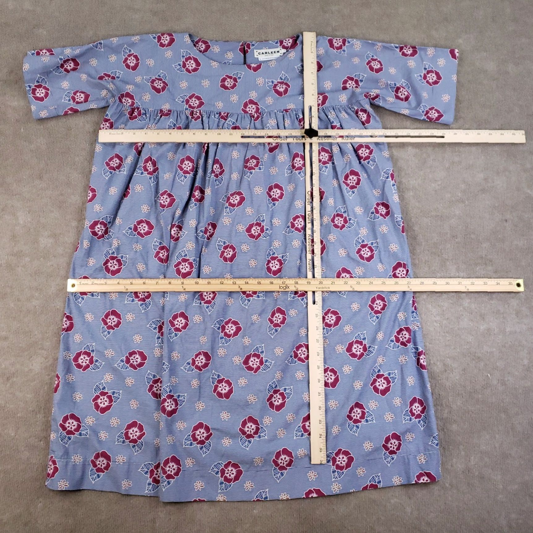 Anthropologie Carleen Dress XS Womens Blue Floral Shift USA Anthropologie Boho Short Sleeve Size 26" / US 2 / IT 38 - 2 Thumbnail