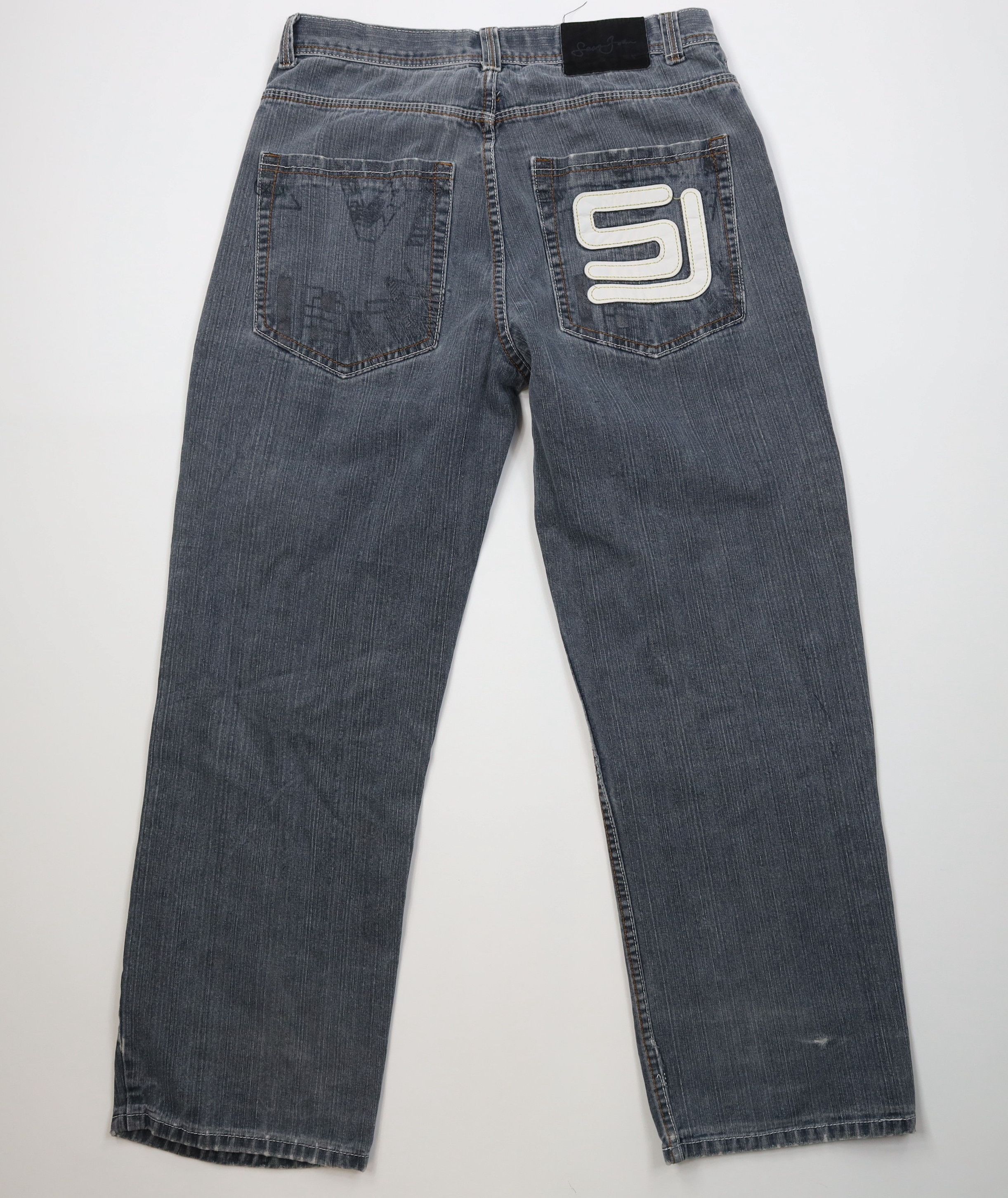 Sean John Vintage 90s Y2K Sean John Baggy Wide Leg Denim Jeans Blue Size US 36 / EU 52 - 13 Thumbnail