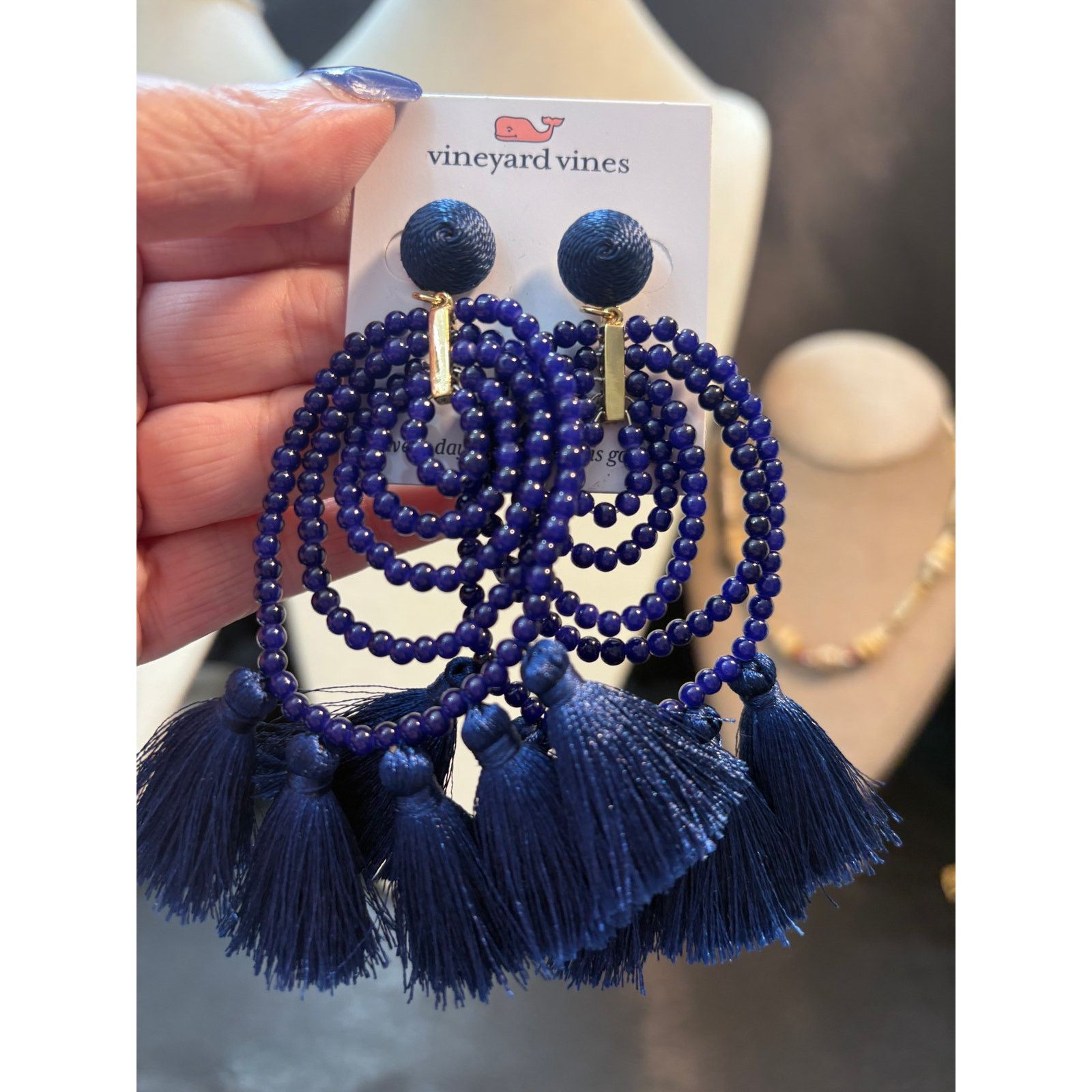 Other Vineyard Vines Deep Bay Beaded Tassel Earrings Statement Size ONE SIZE - 10 Thumbnail