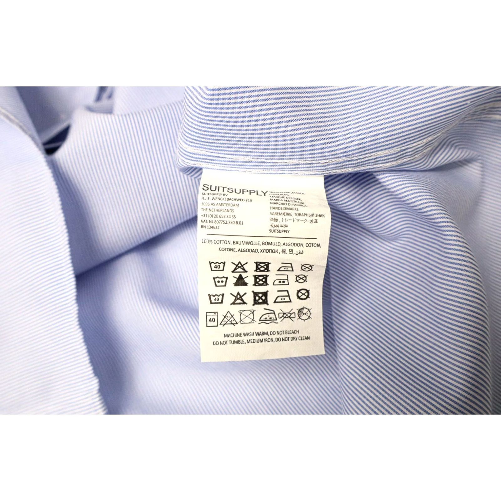 Suitsupply SUITSUPPLY Shirt Formal Extra Slim Fit Blue Pinstripe Men's 42-7/16 1/2L Size 42R - 6 Thumbnail