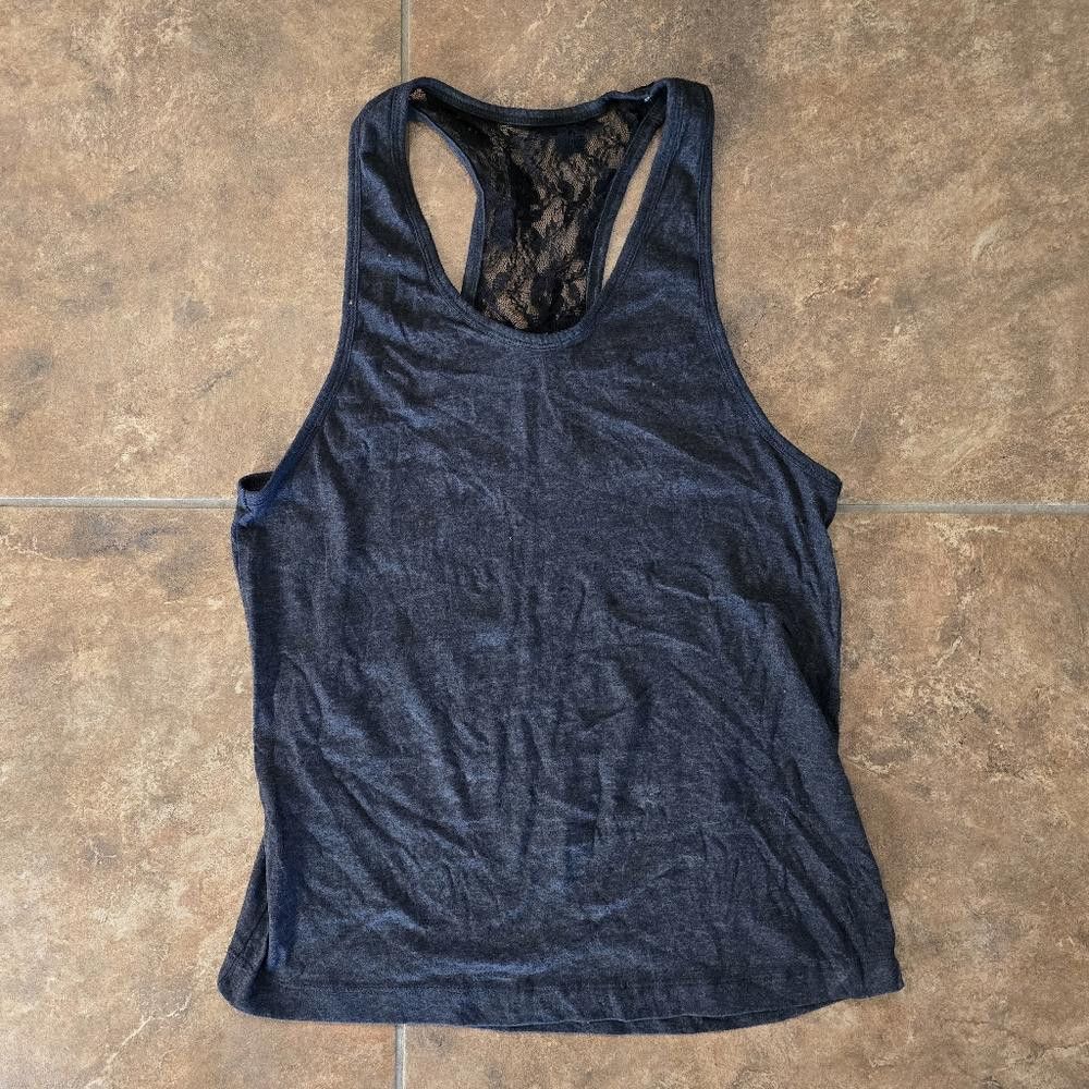 Designer Dark Grey Back Laced Exist Racerback Size S / US 4 / IT 40 - 1 Thumbnail