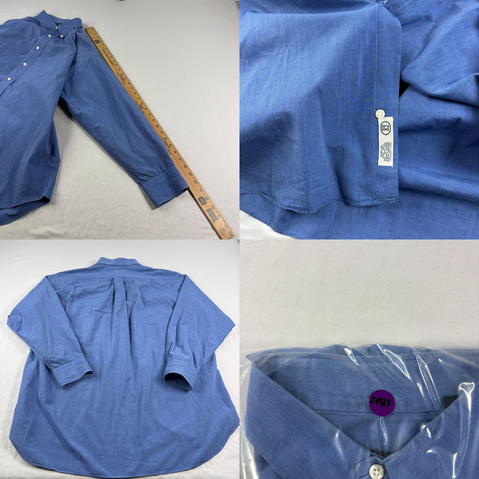 Vintage Gitman Bros Shirt Mens 17.5 Blue Button-Up Long Sleeve Dress Shirt Casual Formal Size 48R - 8 Thumbnail