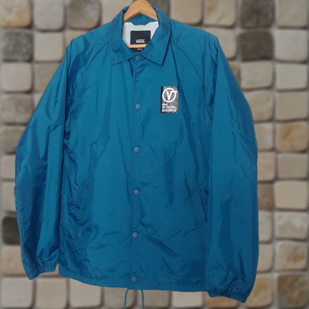 Vans VANS Jacket Medium Unisex Adults M Windbreaker Teal Green Nylon Snap Pocket Retro Skater Casual Size US M / EU 48-50 / 2 - 1 Thumbnail