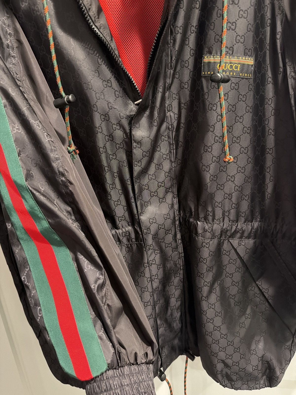 Gucci Gucci GG Monogram Web Stripe Windbreaker Jacket Black Size US S / EU 44-46 / 1 - 2 Thumbnail