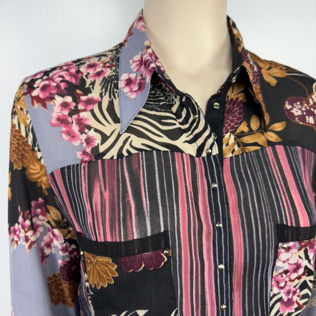 Vintage LE CAVIAR Y2K Floral Striped Animal Print blouse Size S / US 4 / IT 40 - 5 Thumbnail