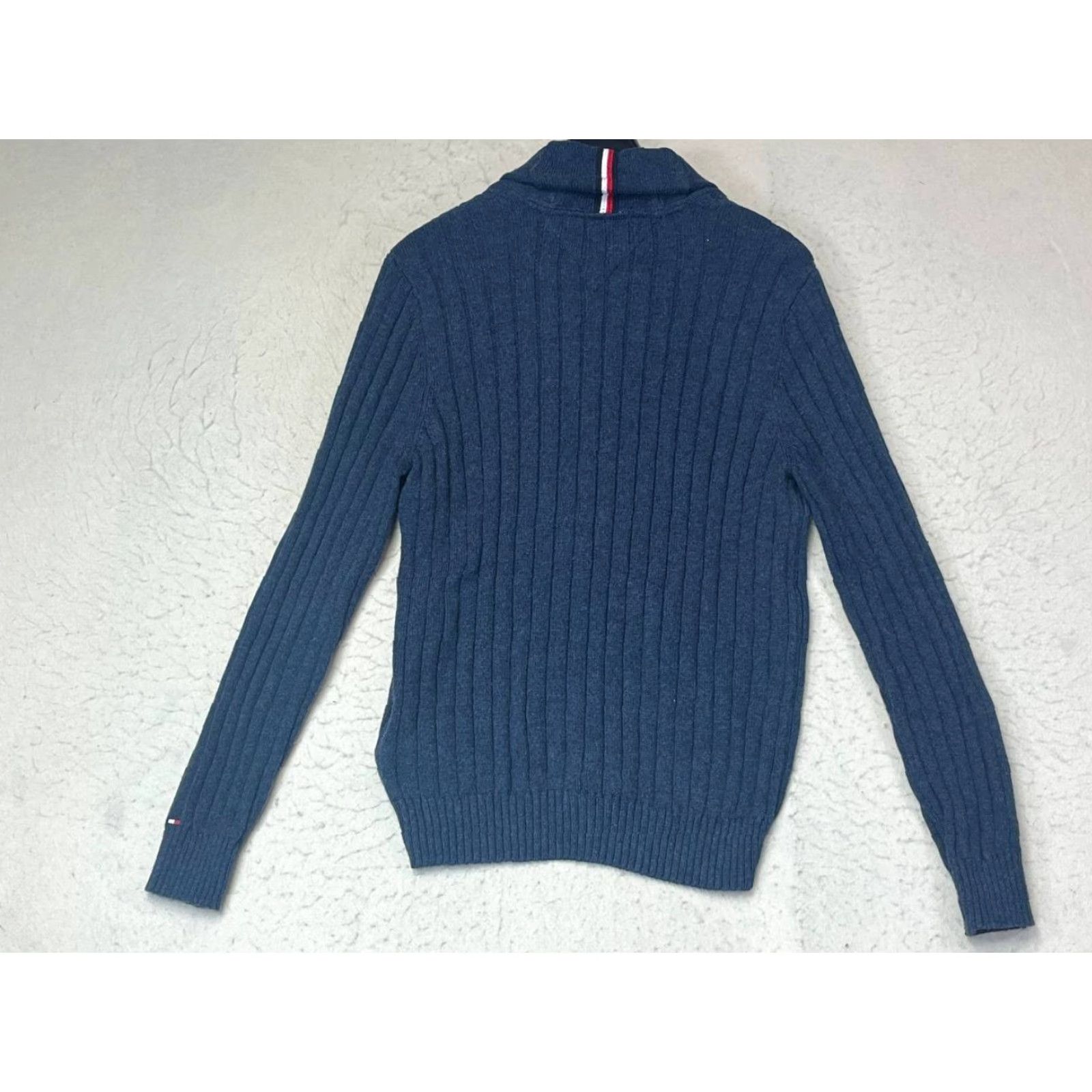 Tommy Hilfiger VINTAGE Tommy Hilfiger Mens Cable Knit Sweater Medium Blue Marine Pullover Size US M / EU 48-50 / 2 - 2 Thumbnail