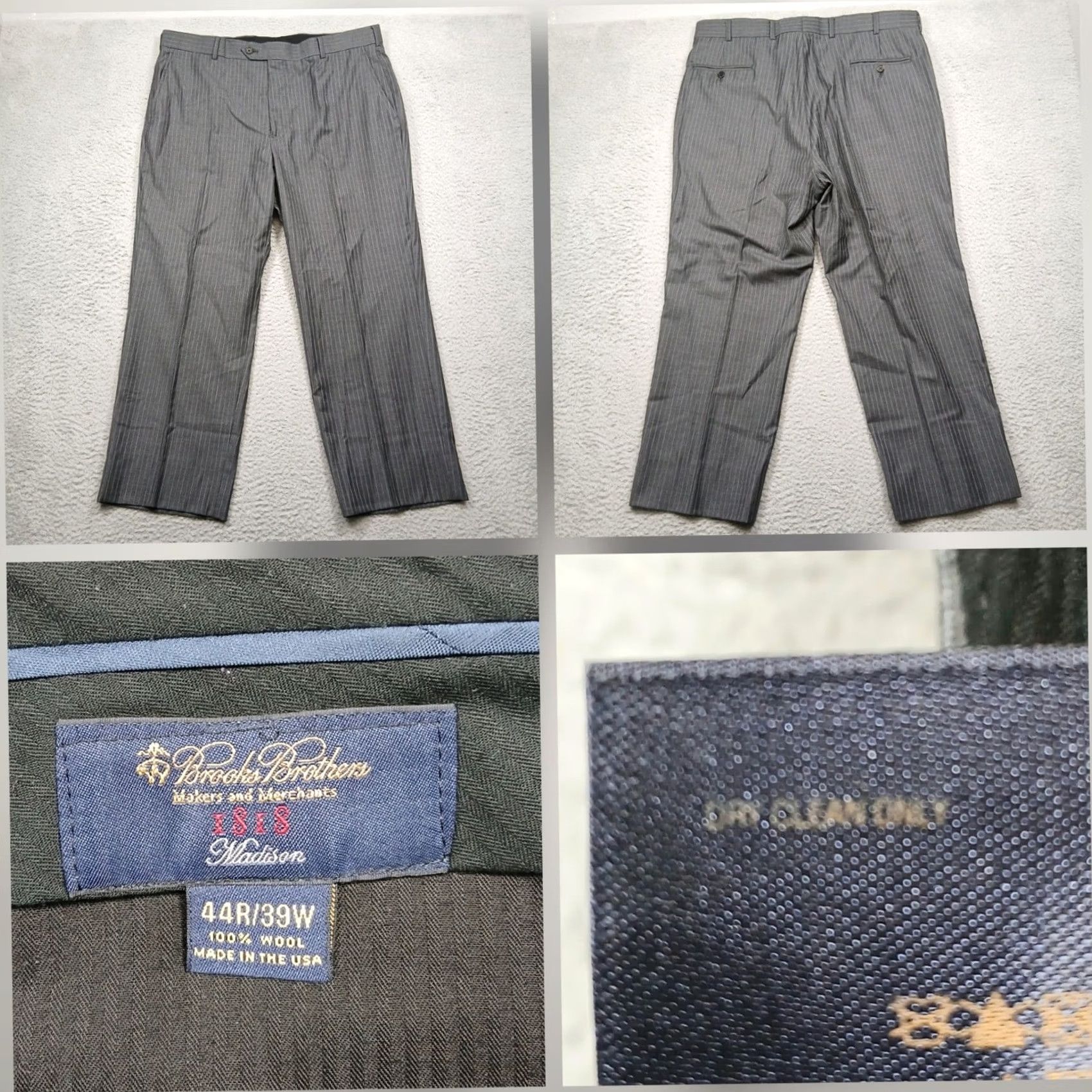 Brooks Brothers Brooks Brothers 1818 Madison Pinstripe Pants Gray Wool USA Men's 44R/39W Size US 44 / EU 60 - 2 Thumbnail
