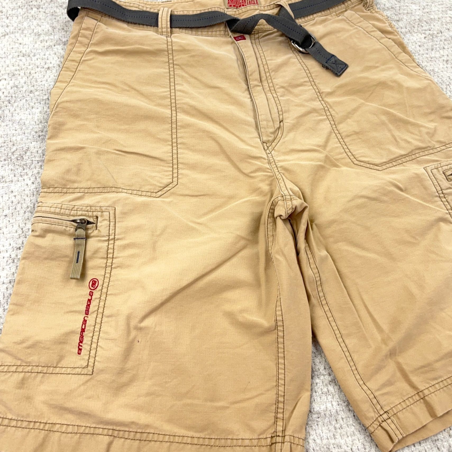 American Eagle Outfitters Vintage Y2K American Eagle Cargo Shorts Men 34 Tan Khaki Tan Baggy Skate Belted Size US 34 / EU 50 - 5 Thumbnail