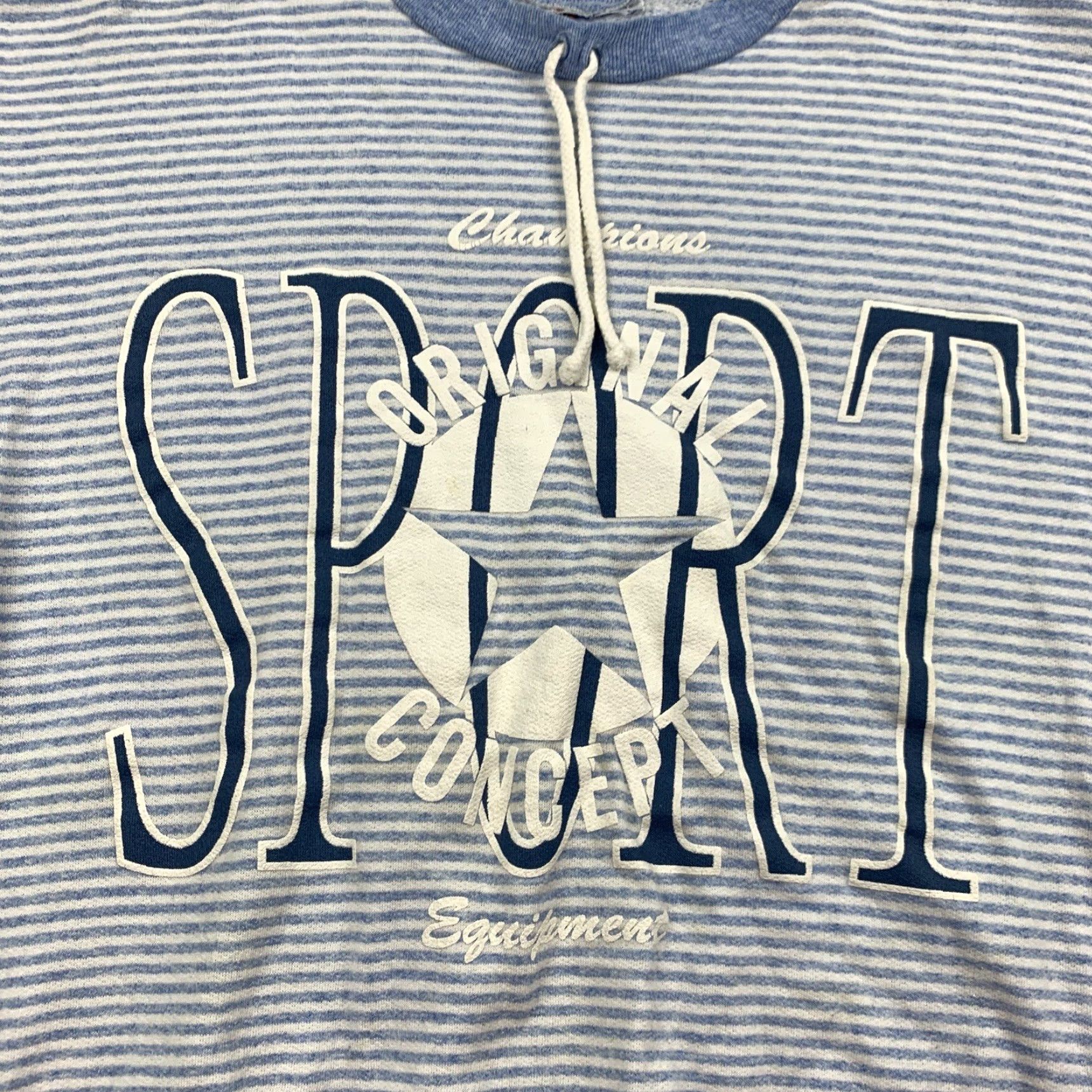 Vintage VINTAGE Sweatshirt Adult Small Blue Striped Drawstring Pullover 90s Beach Mens Size US S / EU 44-46 / 1 - 2 Thumbnail