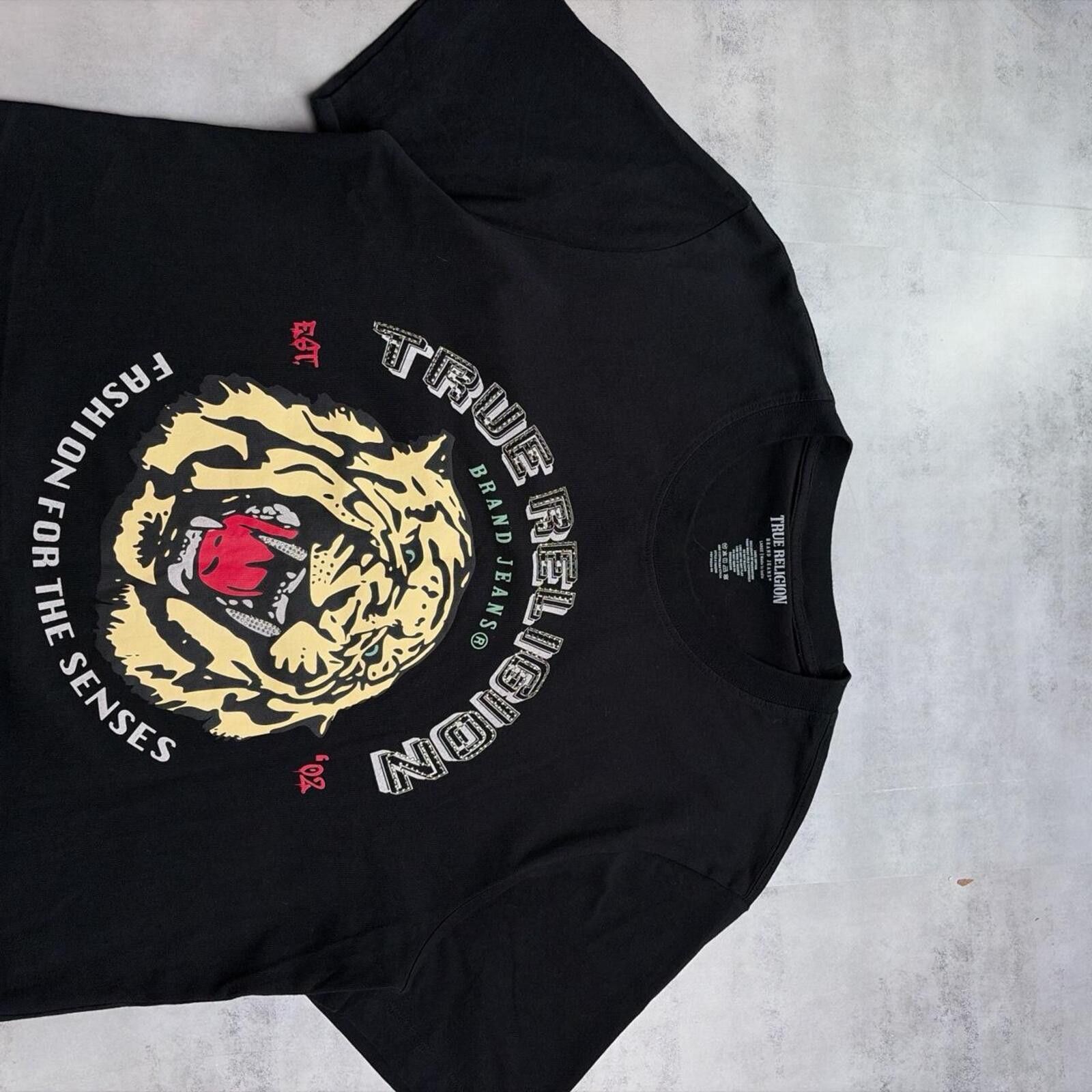 True Religion Y2K Black True Religion Grunge Tiger Skater T-Shirt Size US L / EU 52-54 / 3 - 3 Thumbnail
