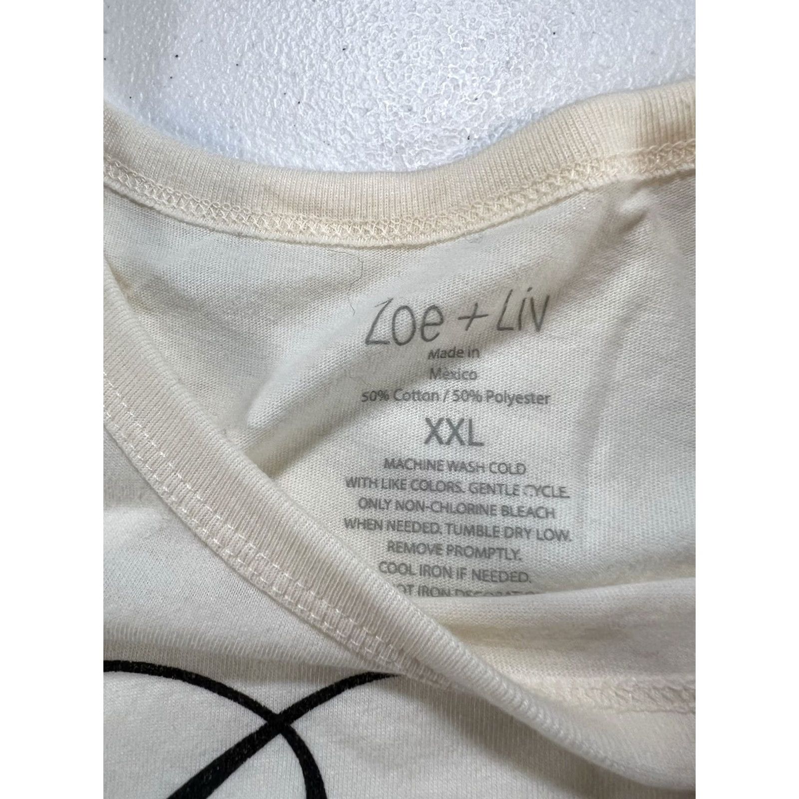 Vintage Zoe+Liv T-Shirt Womens XXL Regular Beige Zoe Logo Spring Basic Short Sleeve Round Neck Shirt Size XXL / US 16-18 / IT 52-54 - 4 Thumbnail
