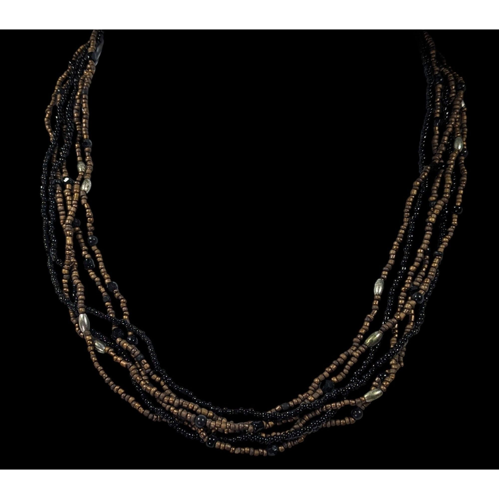 Other Elegant Black And Gold Tone Glass Beaded Multilayer Necklace Size ONE SIZE - 2 Thumbnail