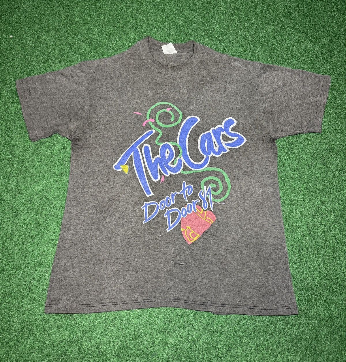 Band Tees Vintage 80s The Cars RARE Concert Black Faded T Shirt Size US M / EU 48-50 / 2 - 1 Thumbnail