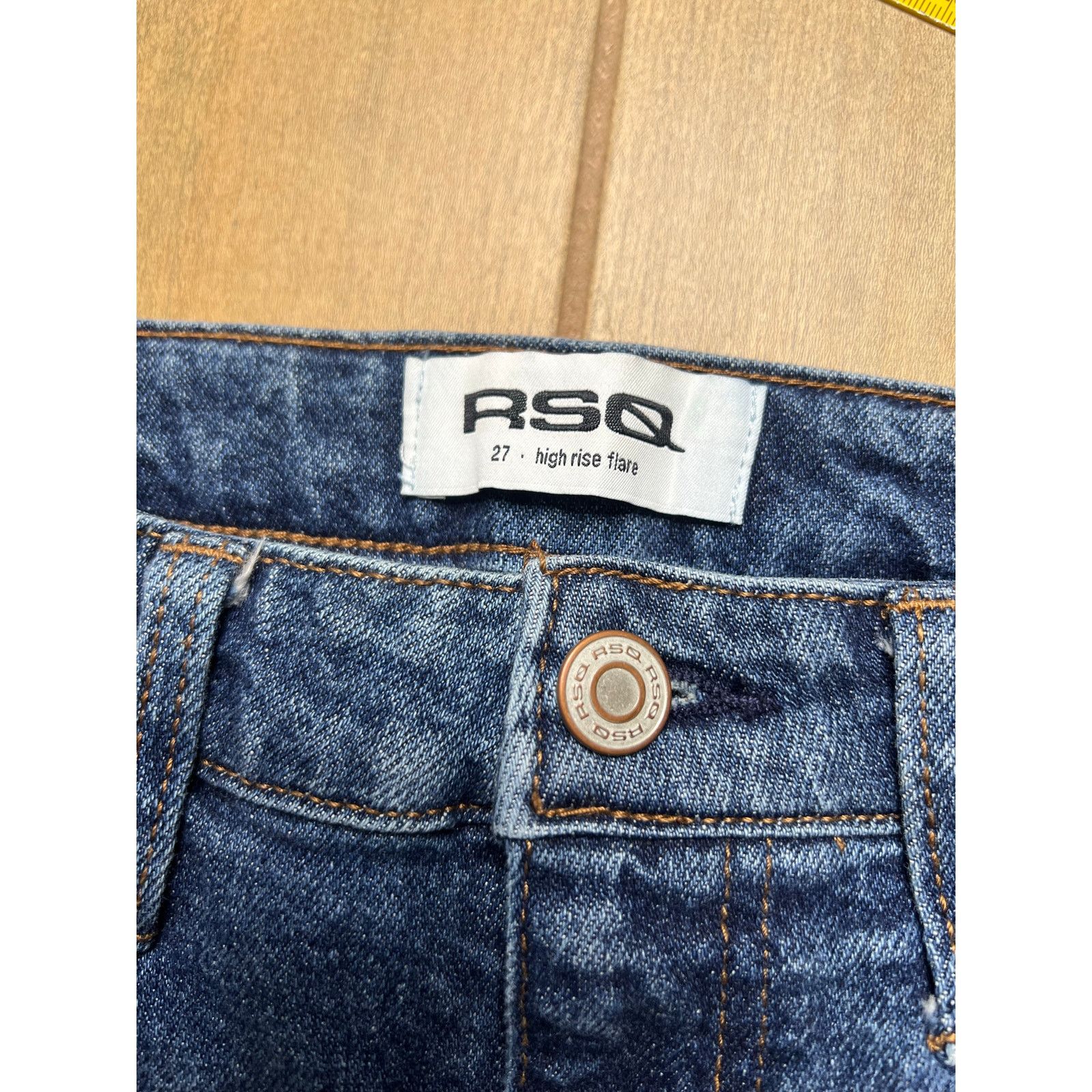 Rsq RSQ High Rise Flare Jeans Womens Size 27 Blue Stretch Denim Size 27" / US 4 / IT 40 - 4 Thumbnail