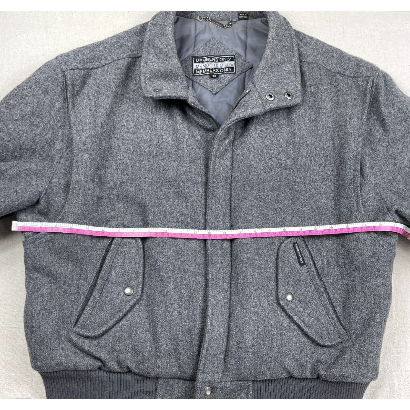 Members Only VINTAGE Members Only Mens Wool Bomber Jacket Sz 46 XL Gray Tweed Quilted 90s Size US S / EU 44-46 / 1 - 6 Thumbnail