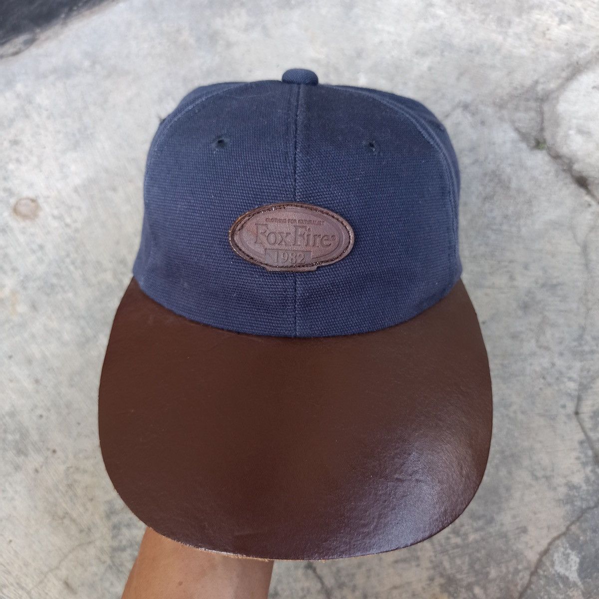 Leather × Vintage Fox fire hat with bold leather visor Size ONE SIZE - 2 Thumbnail