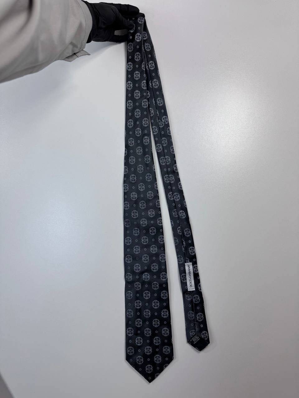 Dolce & Gabbana Dolce & Gabbana Silk Tie Gray Medallion Pattern Made InItaly Size ONE SIZE - 2 Thumbnail