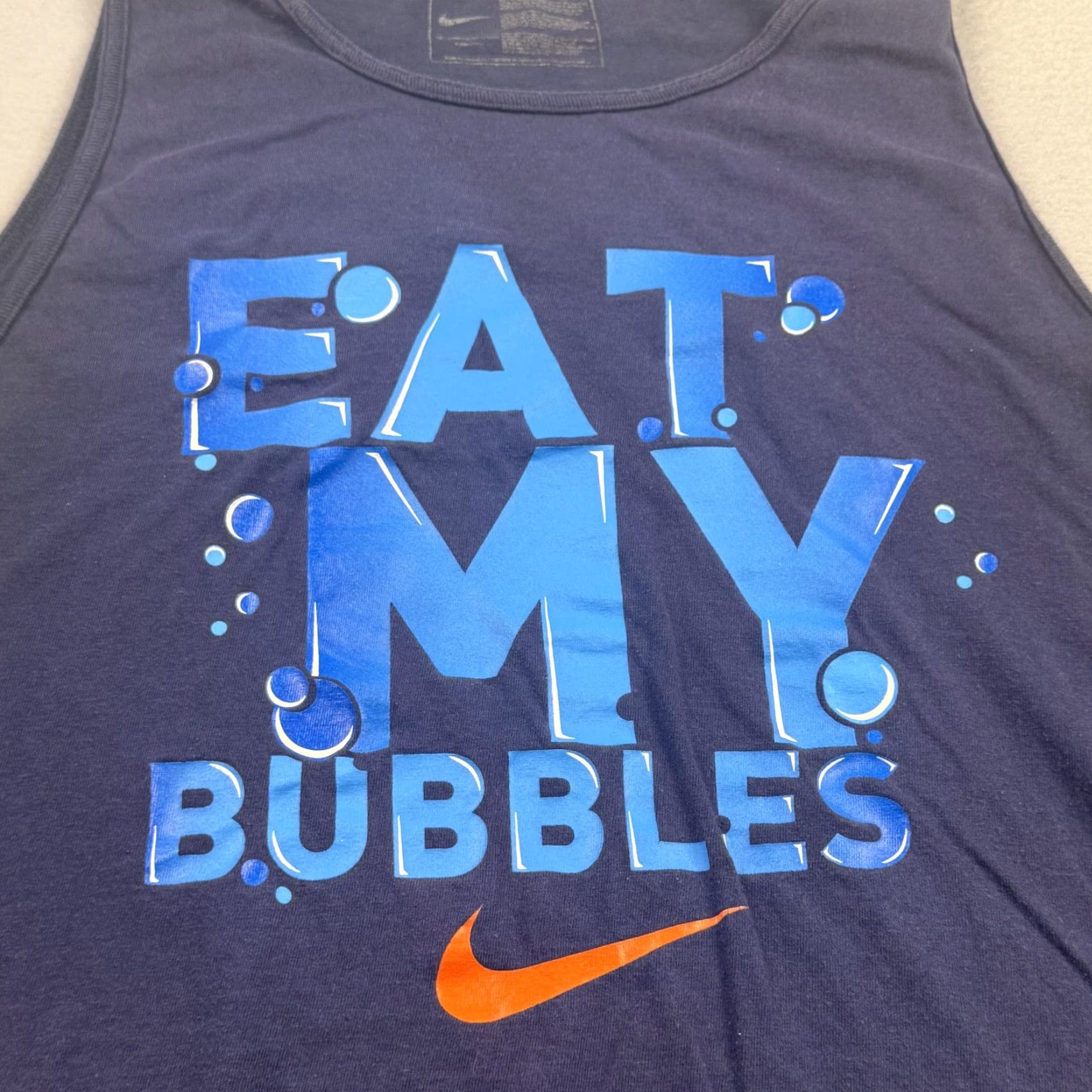 Nike Nike Tank Top Shirt Mens Large Navy Eat My Bubbles Graphic Sleeveless Athletic Size US L / EU 52-54 / 3 - 2 Thumbnail