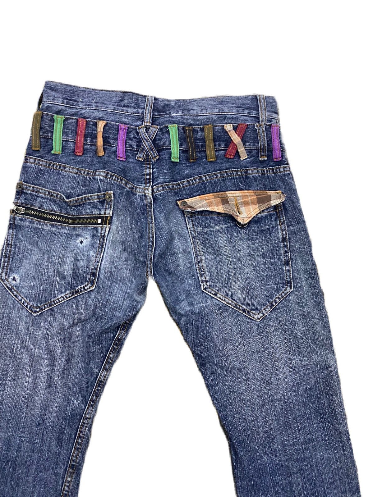 Japanese Brand × Junya Watanabe × semanticdesign JAPAN BRAND ORIRIN RIPPED JEANS DOUBLE WAIST DESIGN RARE Size US 32 / EU 48 - 6 Thumbnail