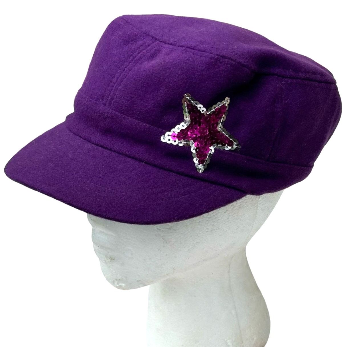 Other Y2K Purple Sequin Star Cadet Hat Size ONE SIZE - 2 Thumbnail