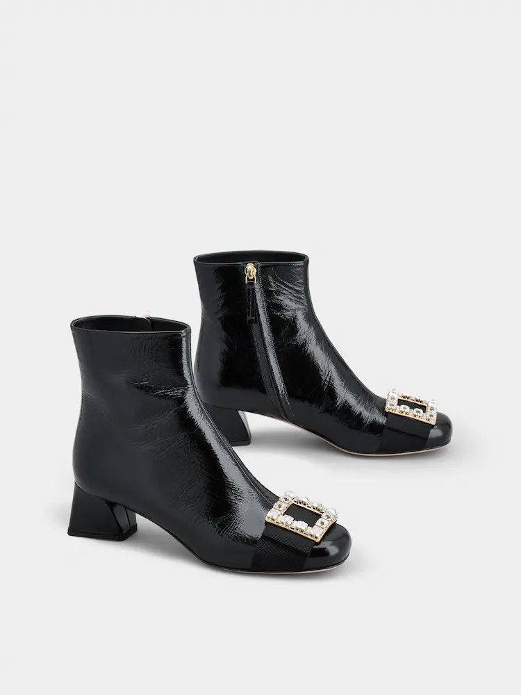 Roger Vivier o1s22i1n0824 Tres Patent Leather Boots in Black Size US 10 / IT 40 - 2 Thumbnail