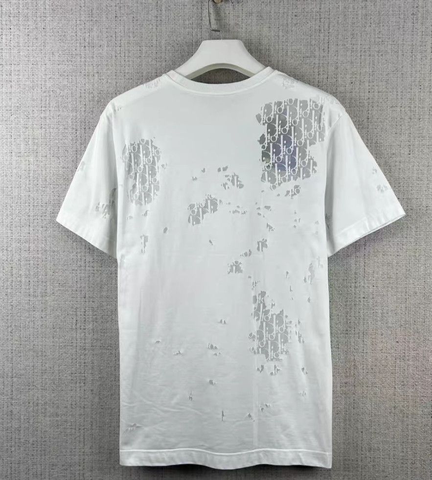 Dior Dior white distressed short sleeve T-shirt Size US M / EU 48-50 / 2 - 2 Thumbnail
