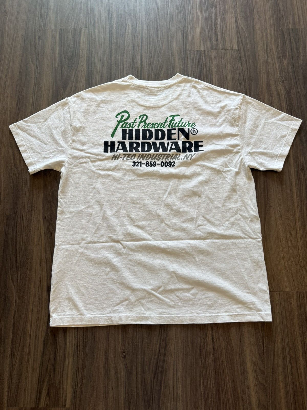 HIDDEN Hidden NY “HI-TEC Industrial” White Tee – XL – Made in USA Size US XL / EU 56 / 4 - 5 Thumbnail