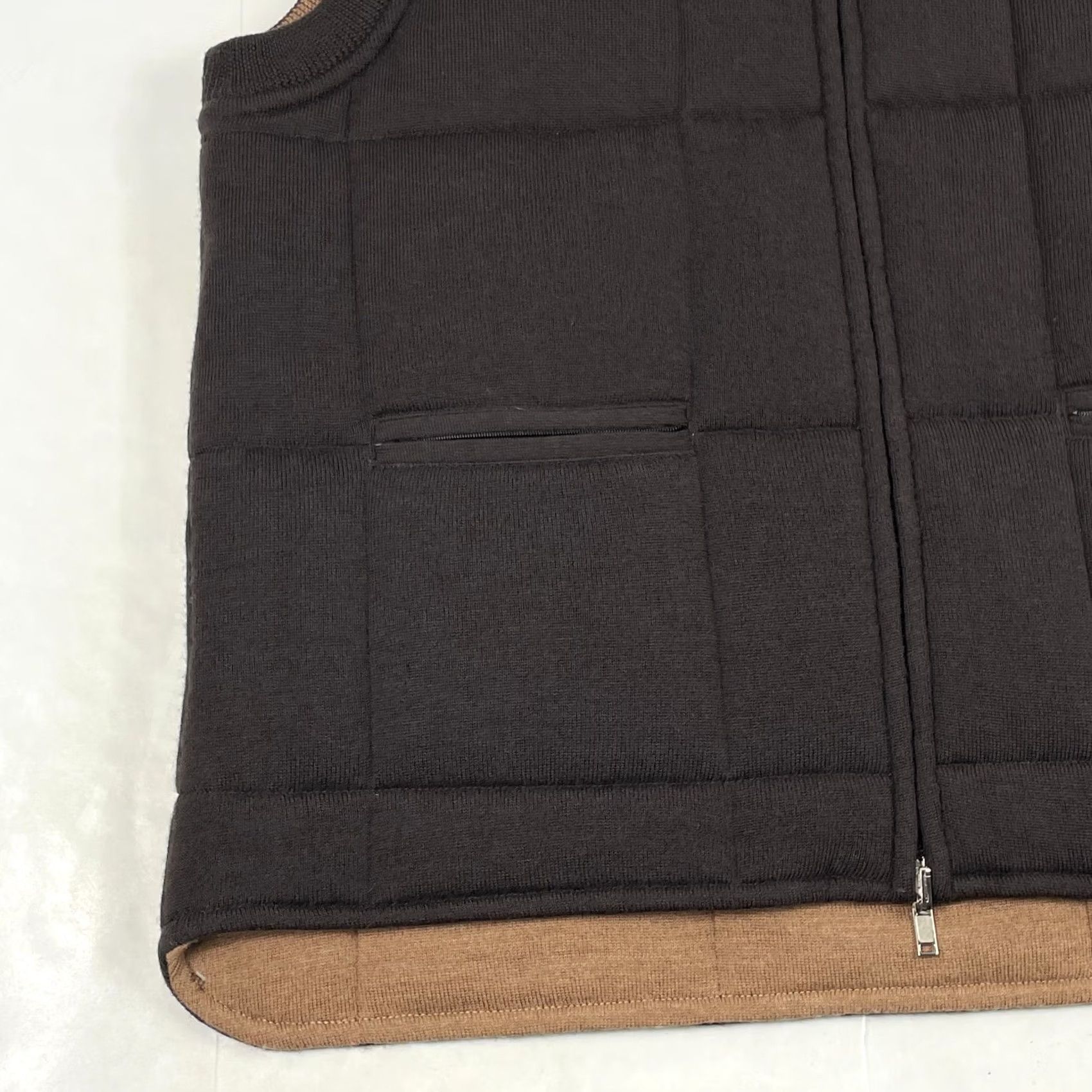 Jos. A. Bank Jos A Bank Vest Mens Large Brown Merino Wool Reversible Full Zip Quilted Golfing Vest Size US L / EU 52-54 / 3 - 5 Thumbnail