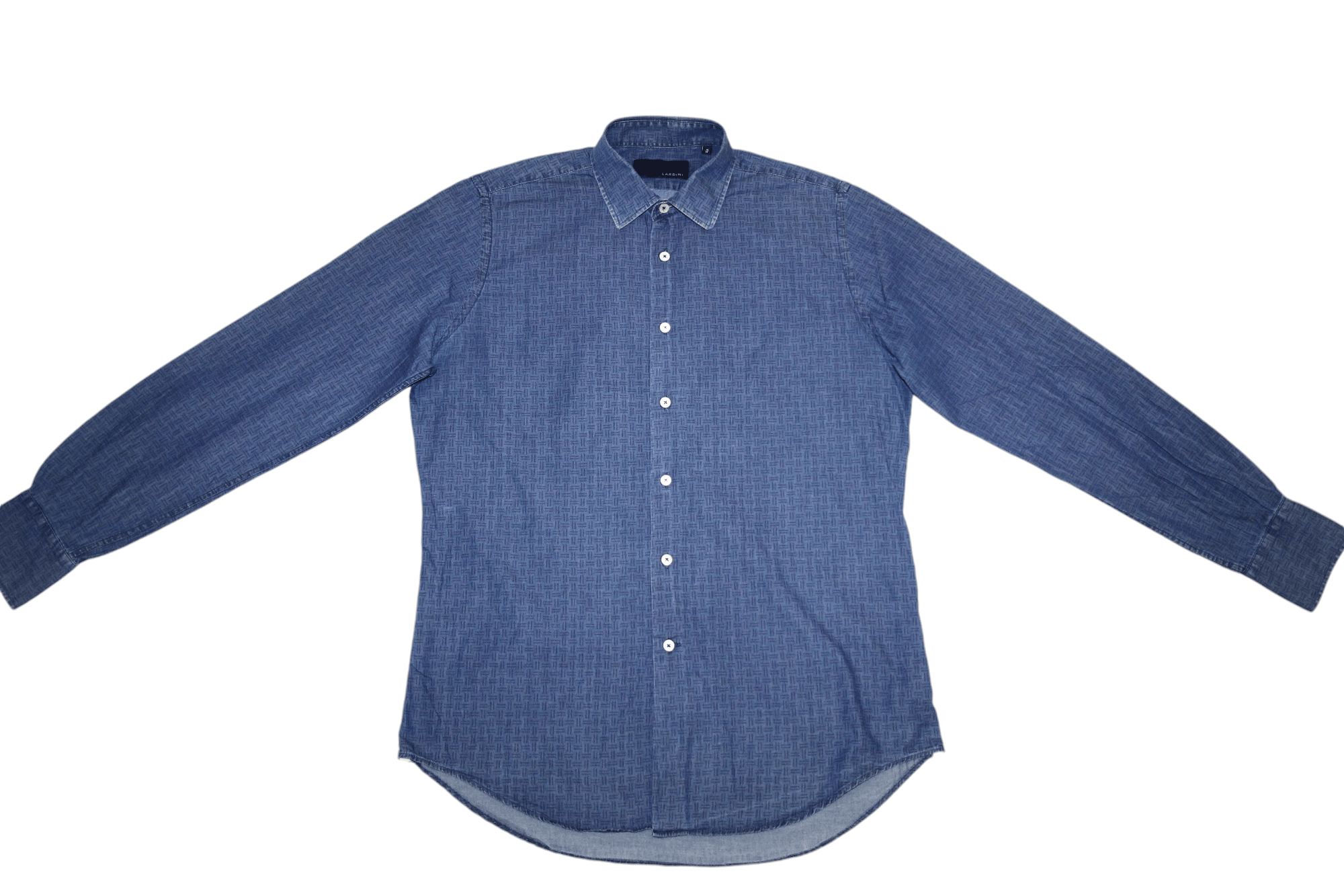 Lardini Lardini Abstract Print Indigo Wash Denim Shirt Size US L / EU 52-54 / 3 - 4 Thumbnail