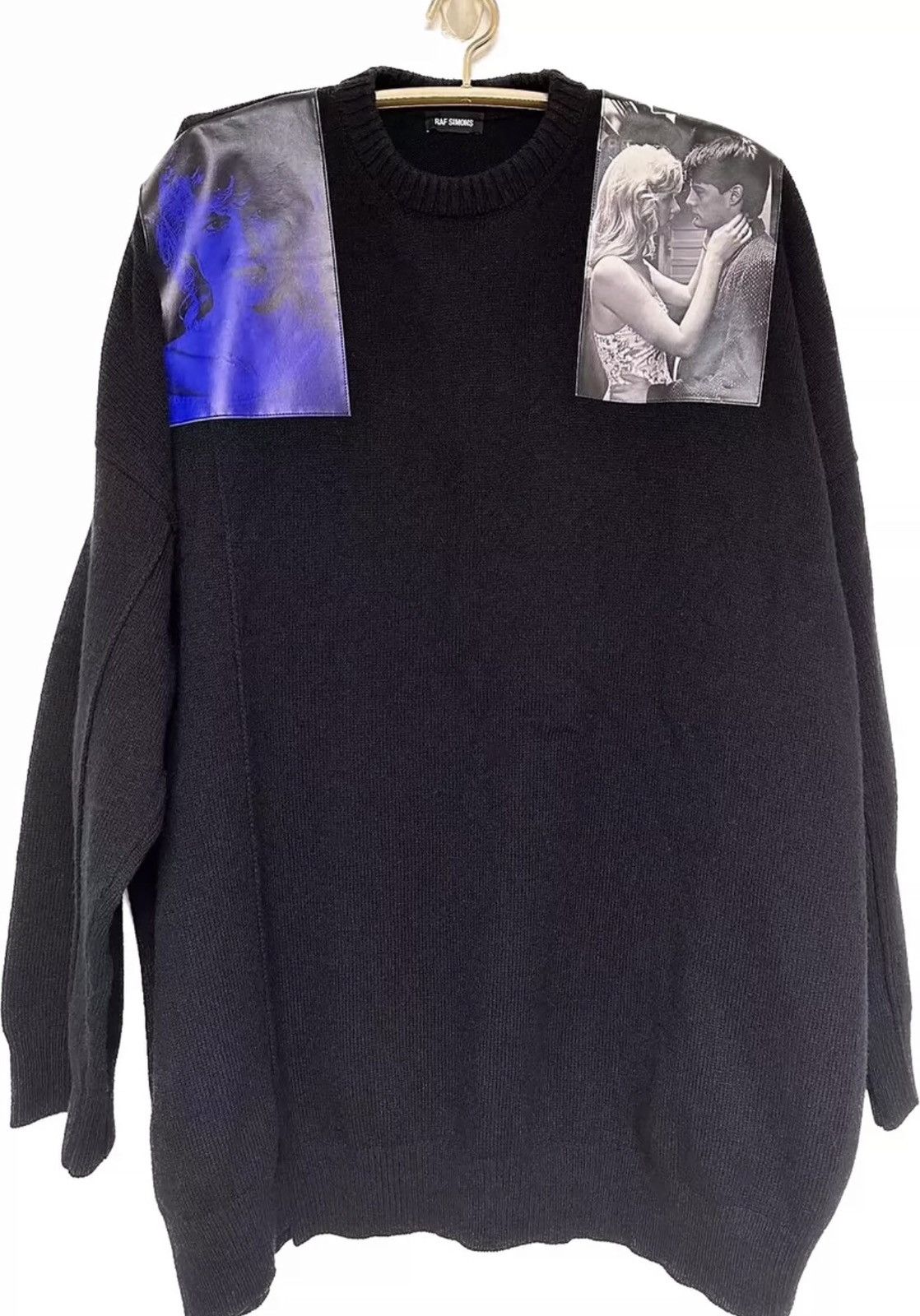 Raf Simons Raf simons blue velvet portrait patch sweater | Grailed