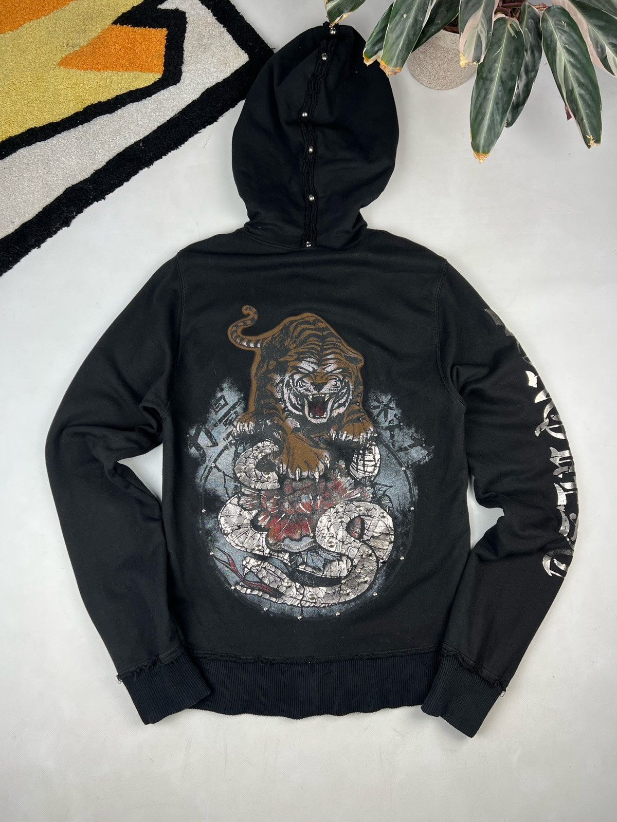 Konquest hoodie Like Ed Hardy Drip Zip rhinestones Drip Rare