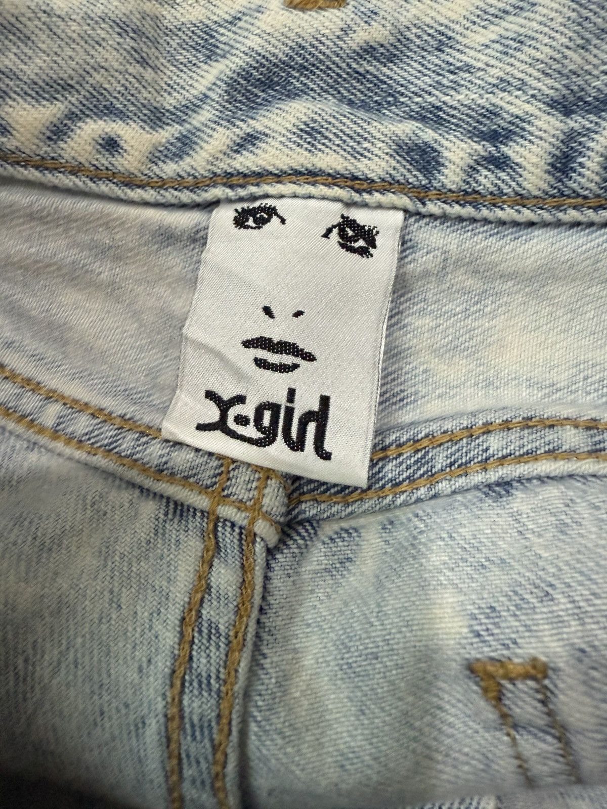 If Six Was Nine Japanese Brand X-Girl Acid Wash Denim Straight Slim Size US 29 - 12 Thumbnail