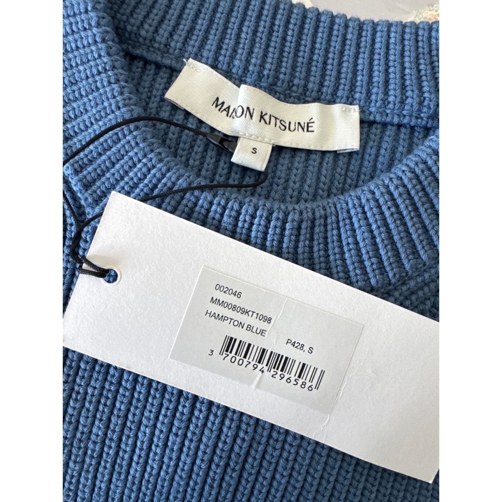 Maison Kitsune Maison Kitsuné Bold Fox Head Patch Ribbed Sweater BLue Size US S / EU 44-46 / 1 - 9 Thumbnail