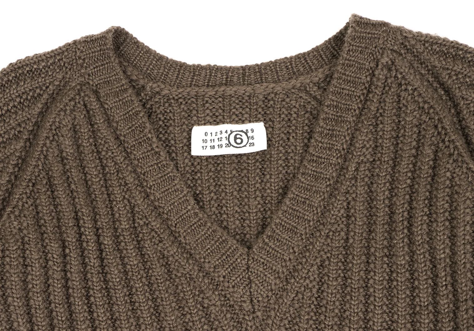 Maison Margiela Wool V-Neck Knit Sweater in Brown, Size S Size US S / EU 44-46 / 1 - 4 Thumbnail