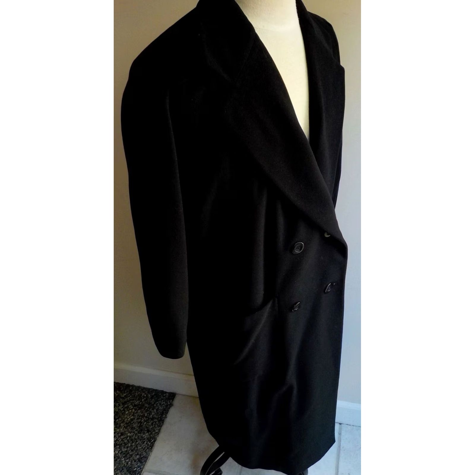 Doublet VINTAGE Riccardo Piacenza Pure Cashmere Long Double Breasted Coat Black 42-Made in Italy Women Overcoat Size 12 Size XL / US 12-14 / IT 48-50 - 3 Thumbnail