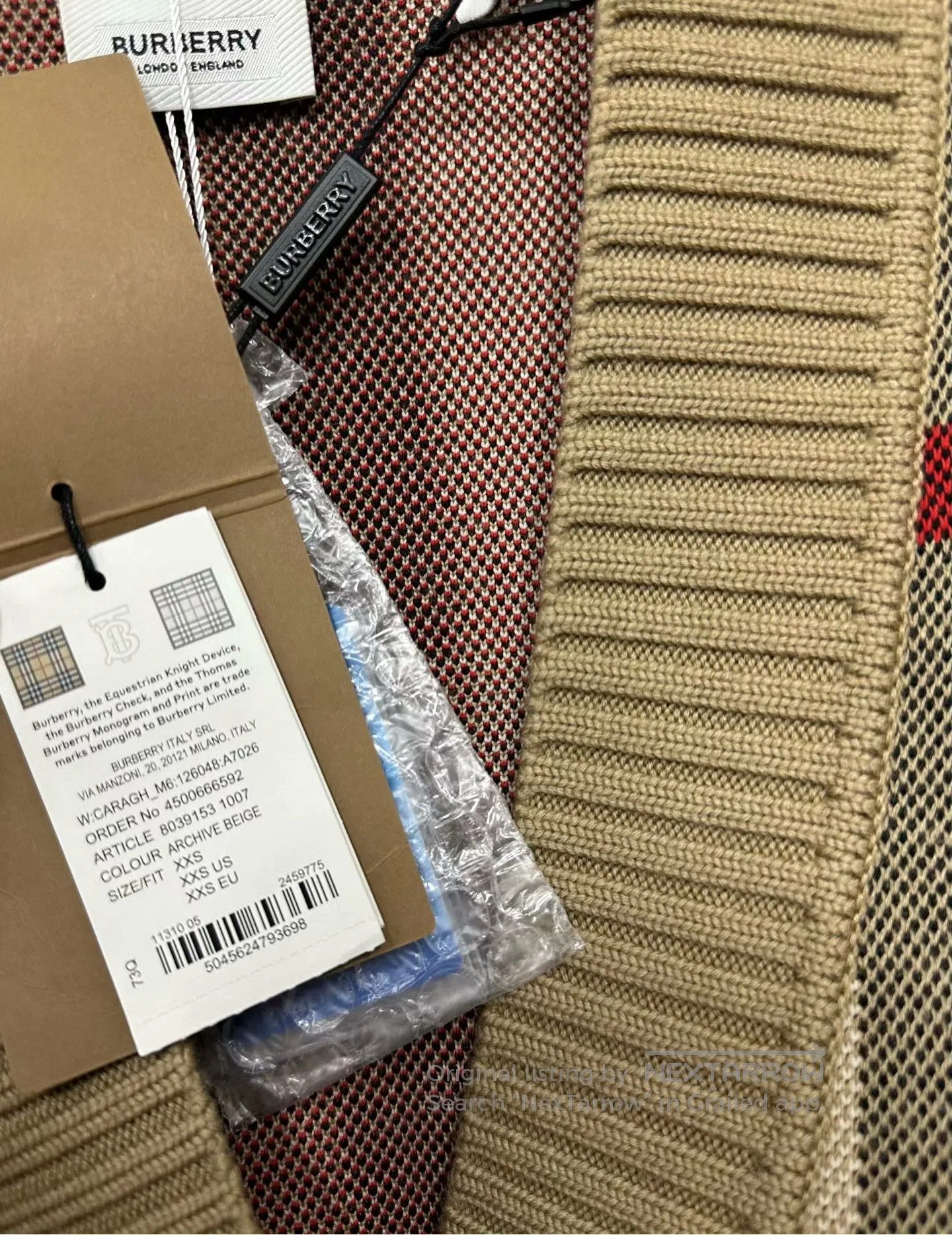 Burberry Burberry Khaki Classic Plaid Knit Cardigan Jacket| Size XXS / US 00 / IT 34 - 3 Thumbnail