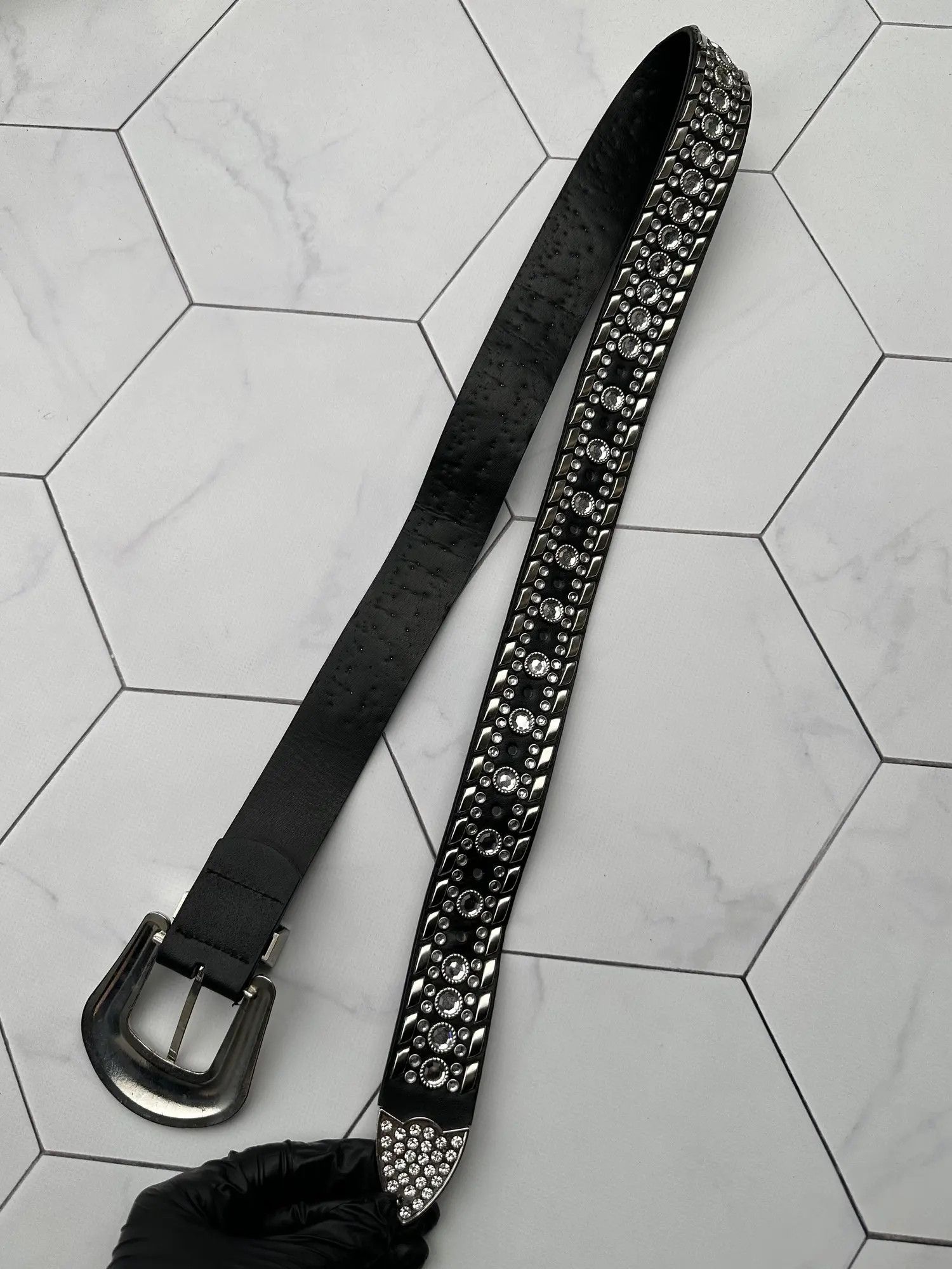 Japanese Brand Vintage Belt With Metal and Stones (B375)E2 Size 32 - 3 Thumbnail
