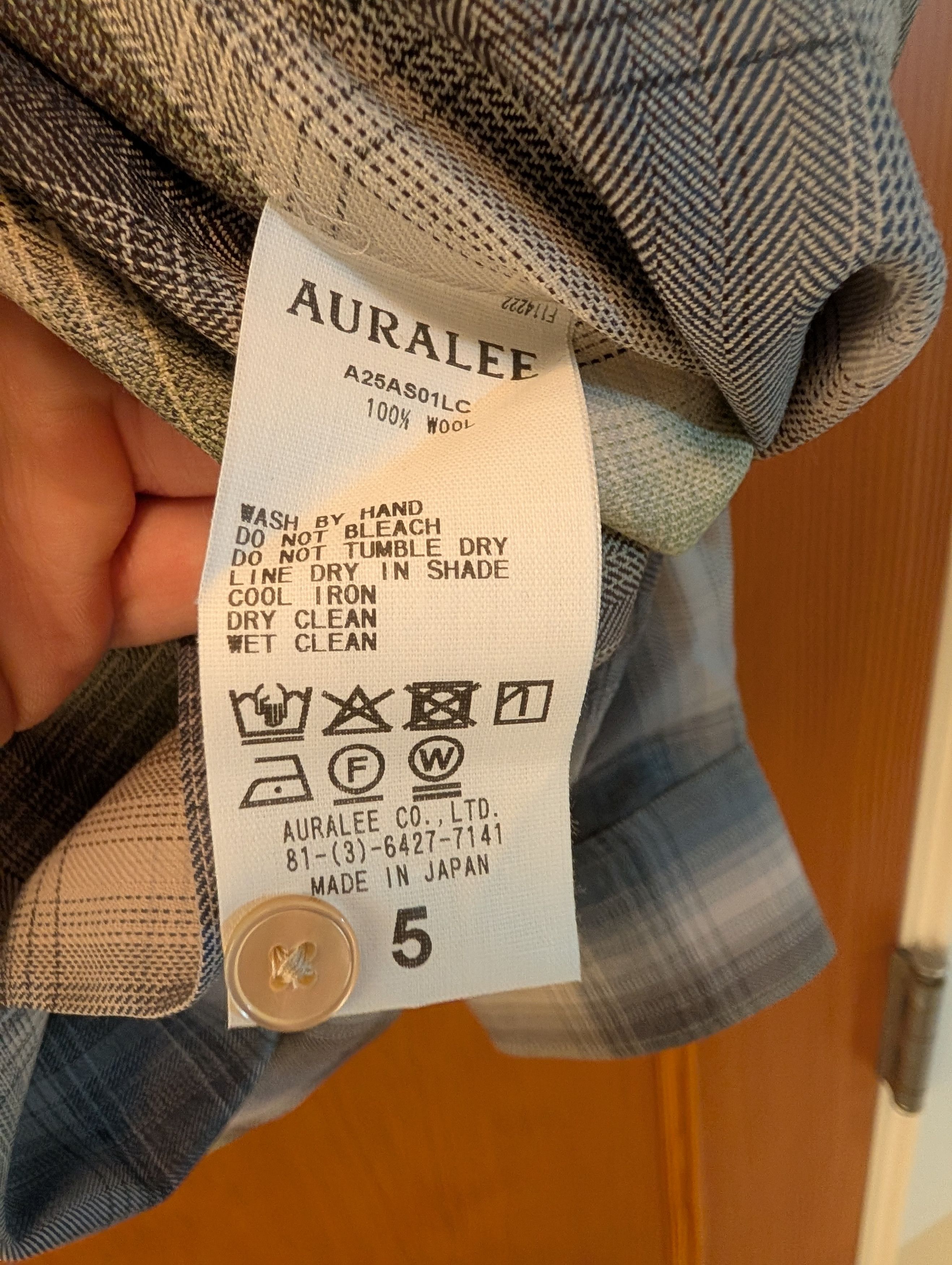 Auralee Super Light Wool Check Shirt (Green) Size US XXL / EU 58 / 5 - 4 Thumbnail