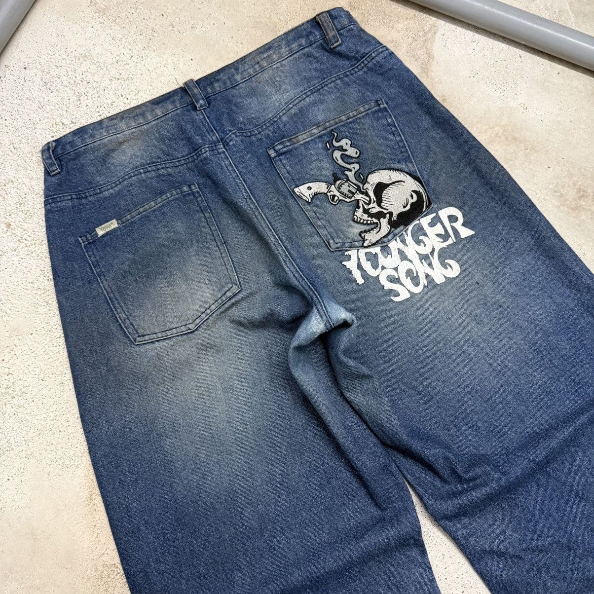 Japanese Brand Wide Leg Ballon Younger Sons Embroidery Denim Pants Size US 32 / EU 48 - 10 Thumbnail