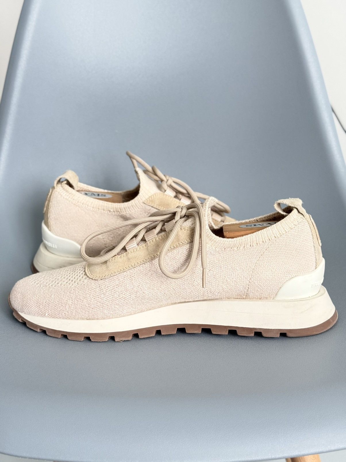 Brunello Cucinelli Brunello Cucinelli Men's Melange Knit Runner Beige Sneakers Size US 9 / EU 42 - 7 Thumbnail