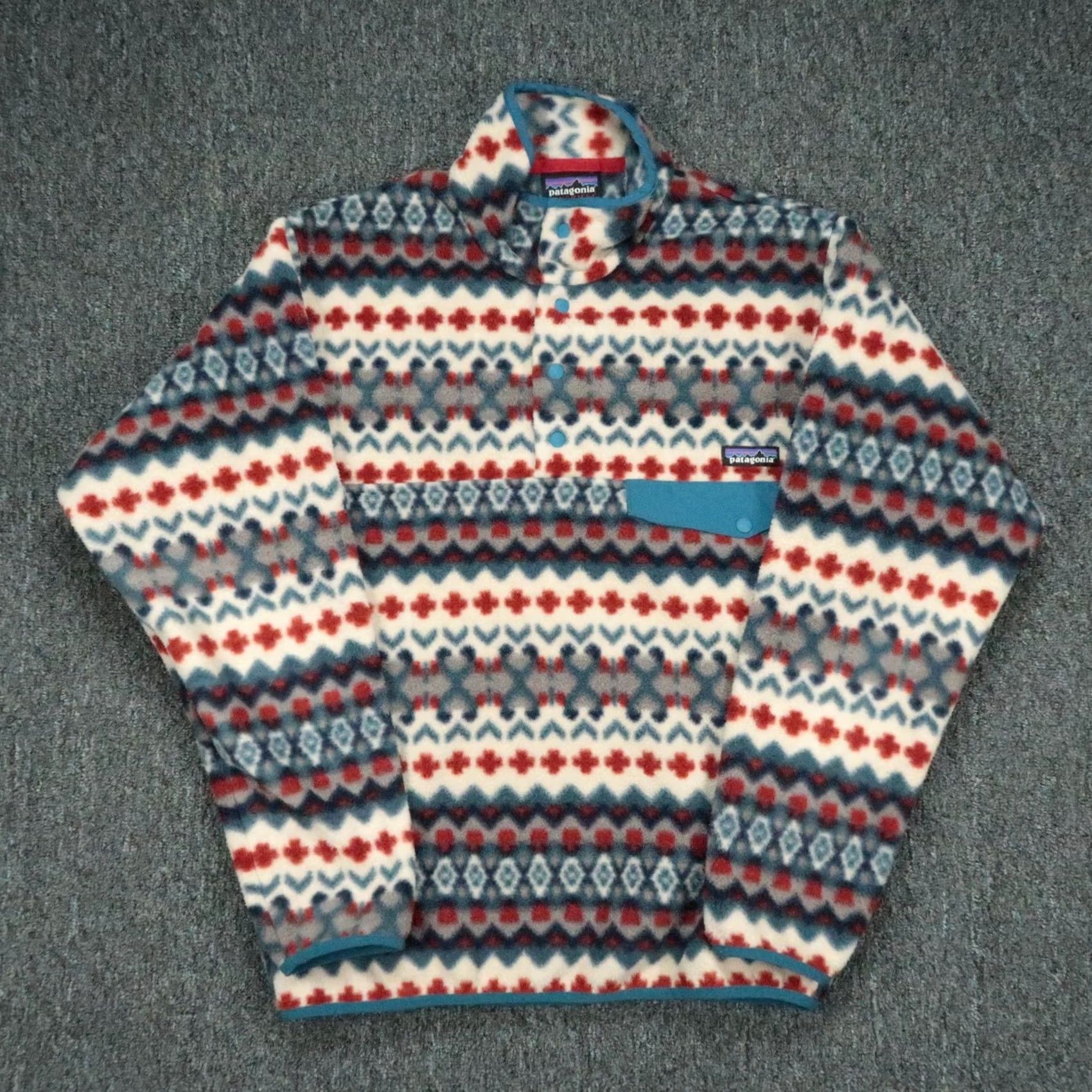Patagonia VINTAGE Patagonia Synchilla Snap T Underwater Blue Southwestern Mens Small Red? Size US S / EU 44-46 / 1 - 2 Thumbnail
