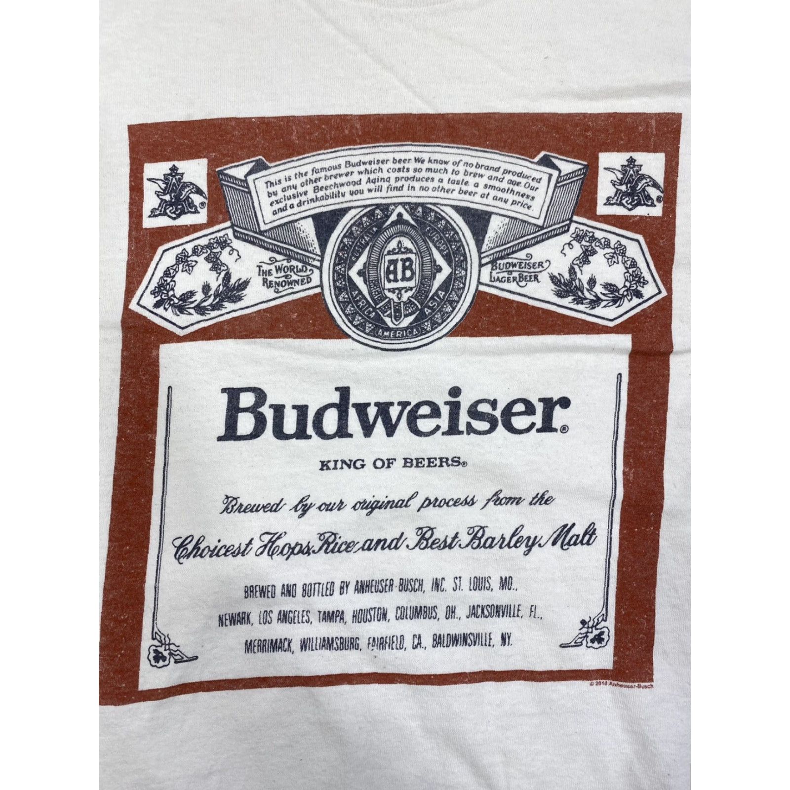 Junk Food Junk Food Budweiser T-Shirt White XS Short Sleeve Crew Neck Logo 90s Beer Beach Mens Size US XS / EU 42 / 0 - 2 Thumbnail